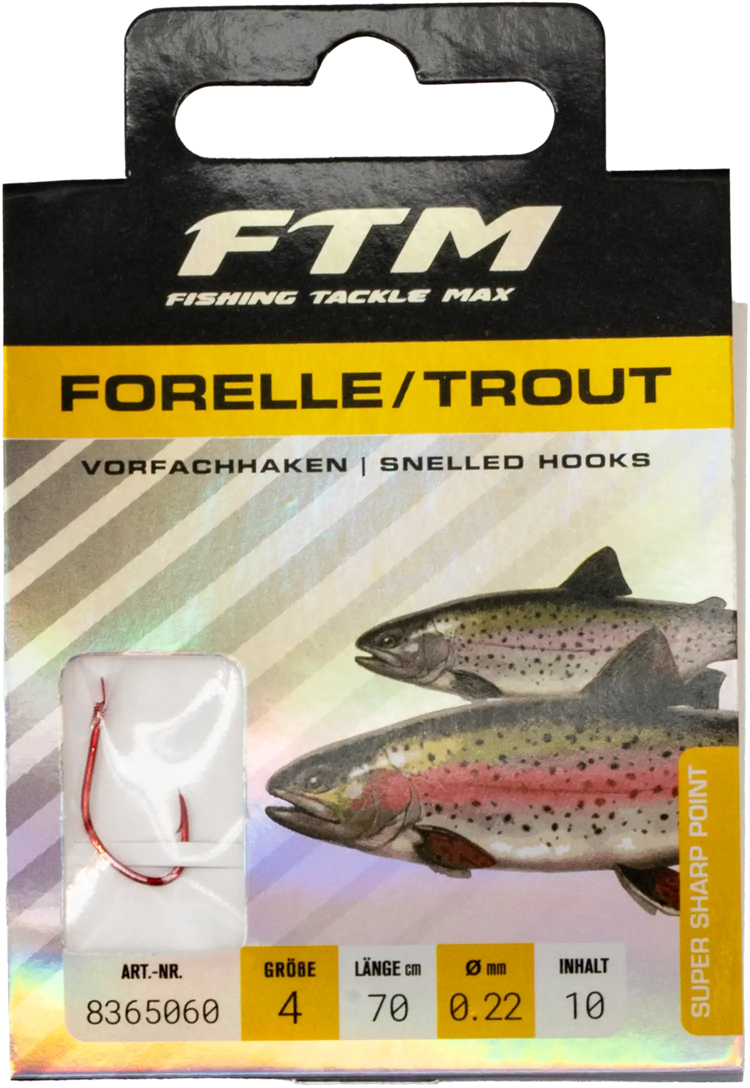 Vorfachhaken Forelle 0,20 mm – Größe 4