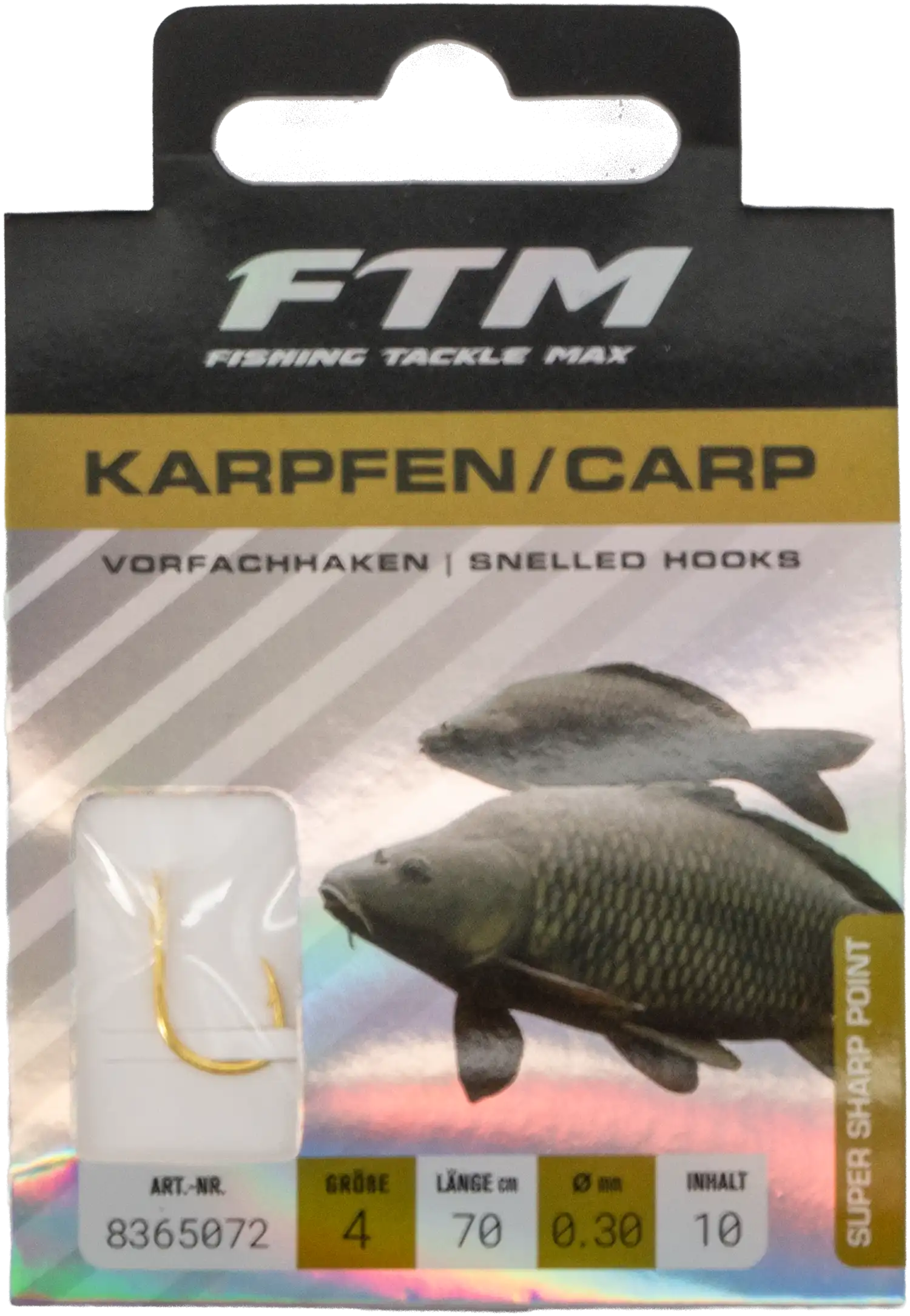 Vorfachhaken Karpfen 0,30 mm – Größe 4